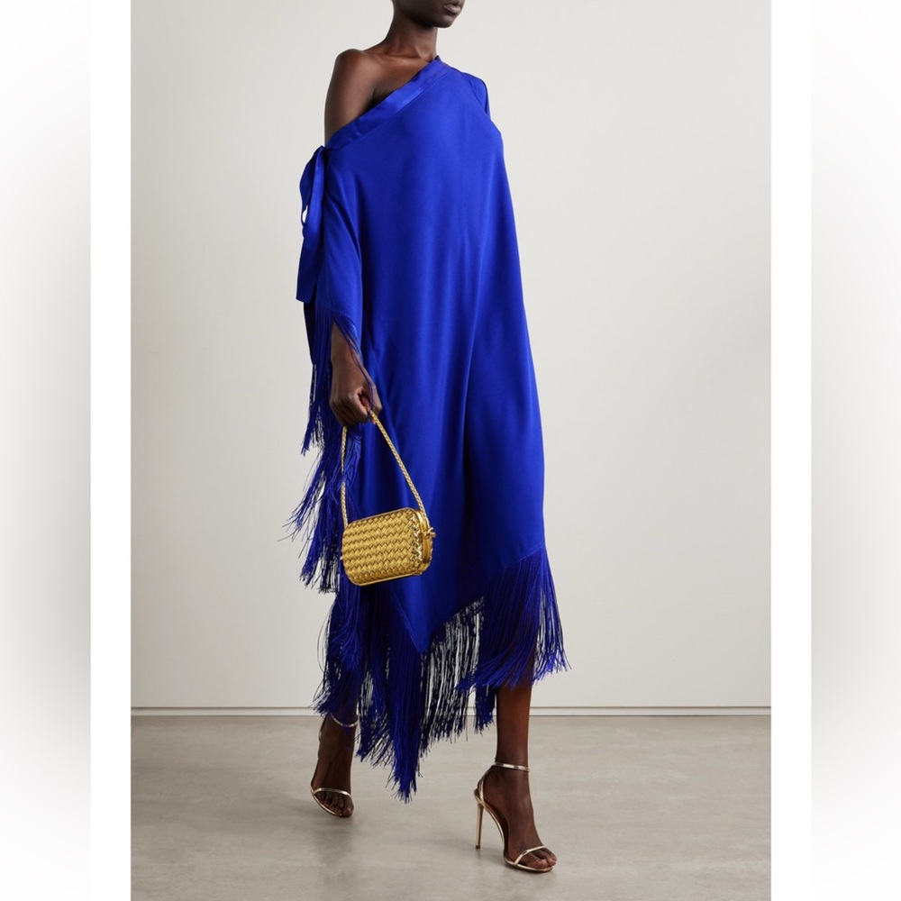 Elegant Blue Fringe Midi Dress